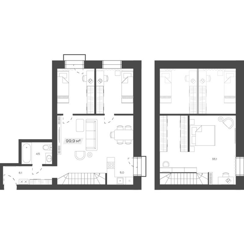 Планировка своб. план. 99.92 м² в ЖК «Freedom Village»