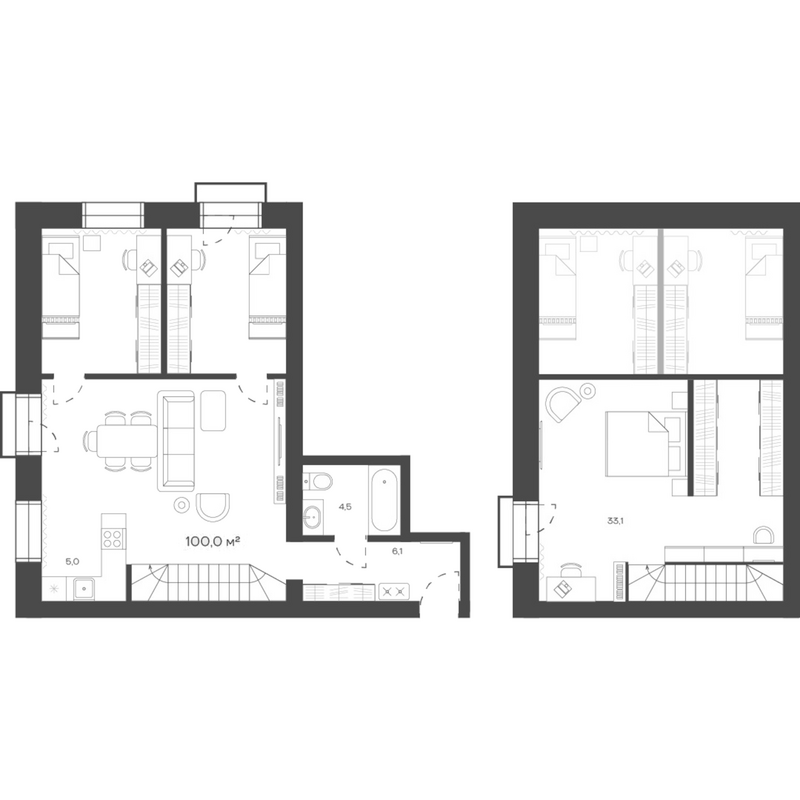 Планировка своб. план. 99.95 м² в ЖК «Freedom Village»