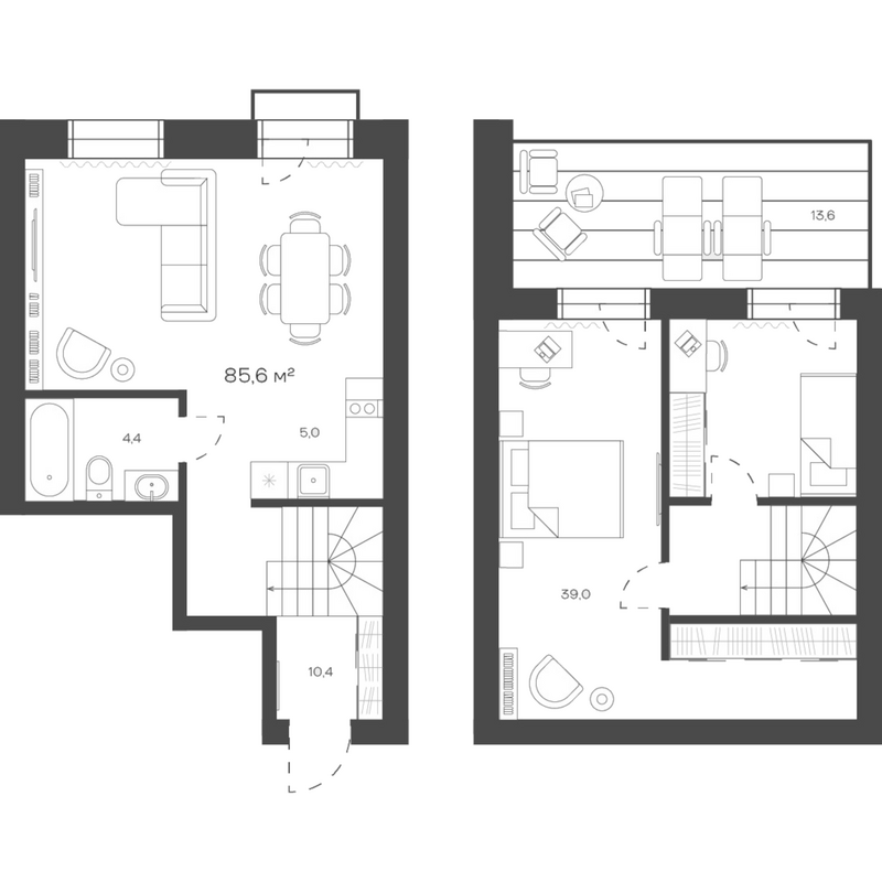 Планировка своб. план. 85.62 м² в ЖК «Freedom Village»