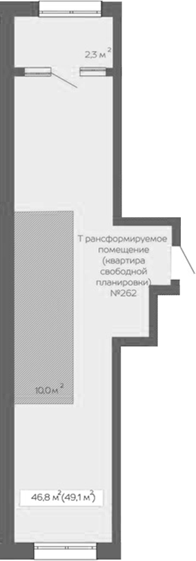 Планировка своб. план. 49.10 м² в ЖК «Уютный квартал. Кемерово»