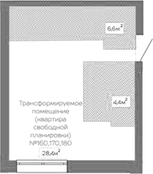 Планировка своб. план. 28.40 м² в ЖК «Уютный квартал. Кемерово»