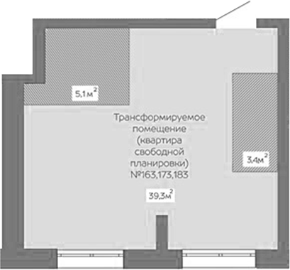 Планировка своб. план. 39.30 м² в ЖК «Уютный квартал. Кемерово»