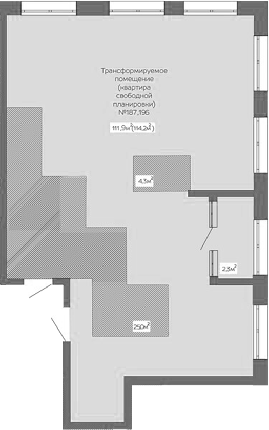 Планировка свободная планировка 86.30 м² в ЖК «Уютный квартал. Кемерово»