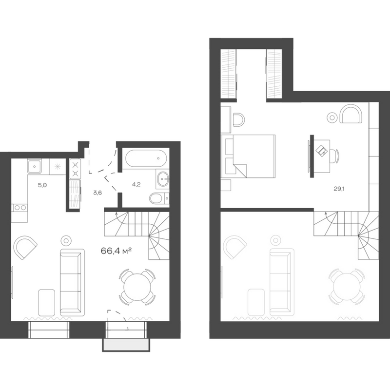 Планировка своб. план. 66.37 м² в ЖК «Freedom Village»