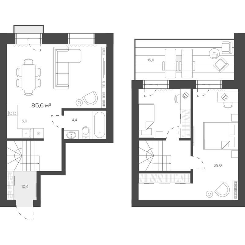 Планировка своб. план. 85.62 м² в ЖК «Freedom Village»