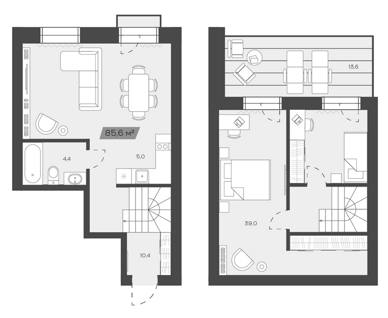 Планировка своб. план. 85.62 м² в ЖК «Freedom Village»