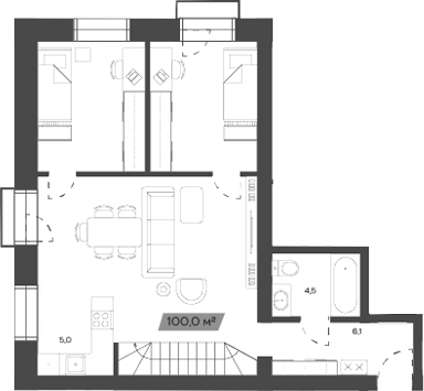 Планировка своб. план. 99.95 м² в ЖК «Freedom Village»