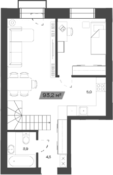 Планировка своб. план. 93.20 м² в ЖК «Freedom Village»