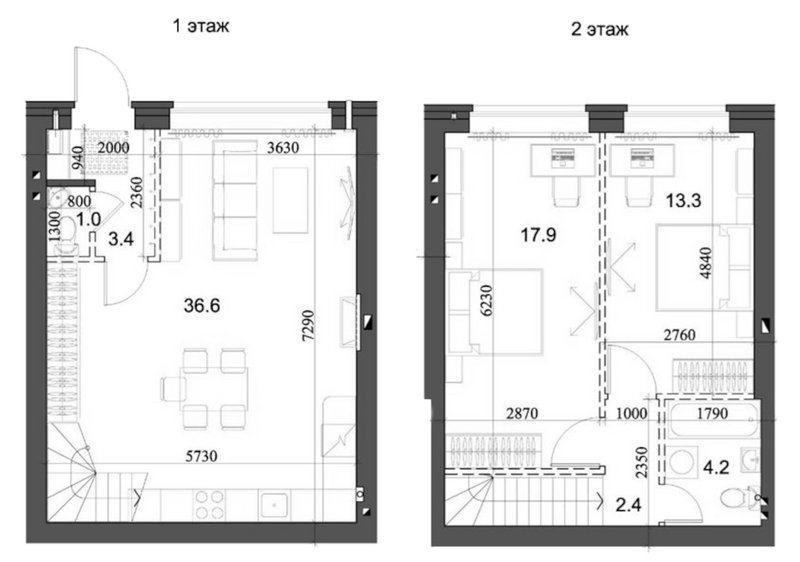 Планировка таунхаус 79.93 м² в ЖК «Коттеджный поселок Березки Элитный»