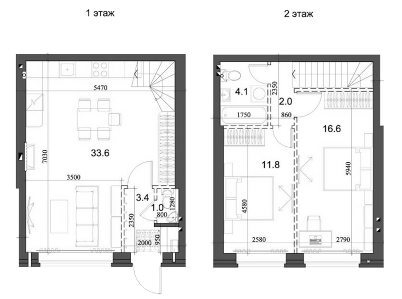 Планировка таунхаус 73.53 м² в ЖК «Коттеджный поселок Березки Элитный»