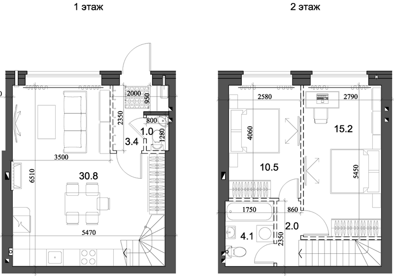 Планировка таунхаус 67.96 м² в ЖК «Коттеджный поселок Березки Элитный»