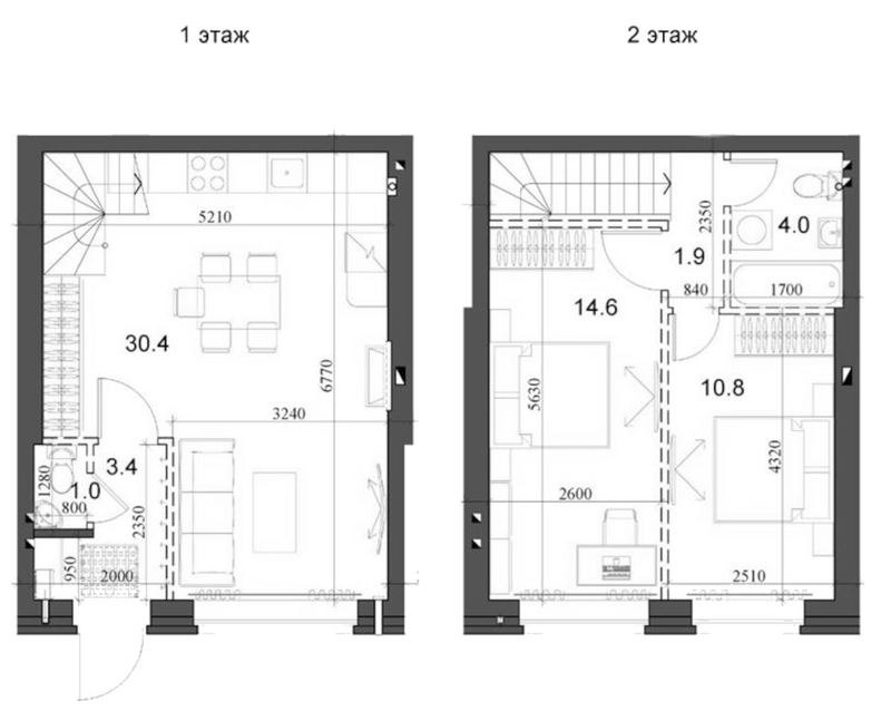 Планировка таунхаус 67.29 м² в ЖК «Коттеджный поселок Березки Элитный»