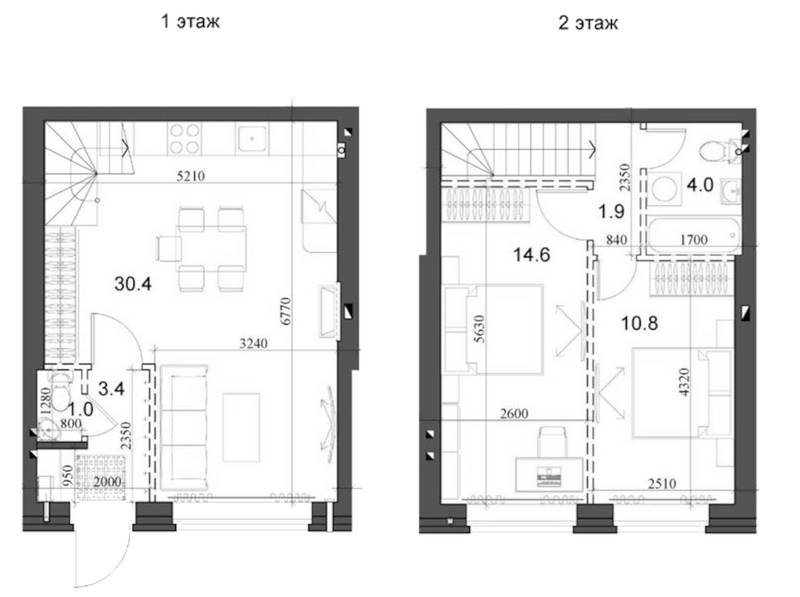 Планировка таунхаусы 67.29 м² в ЖК «Коттеджный поселок Березки Элитный»