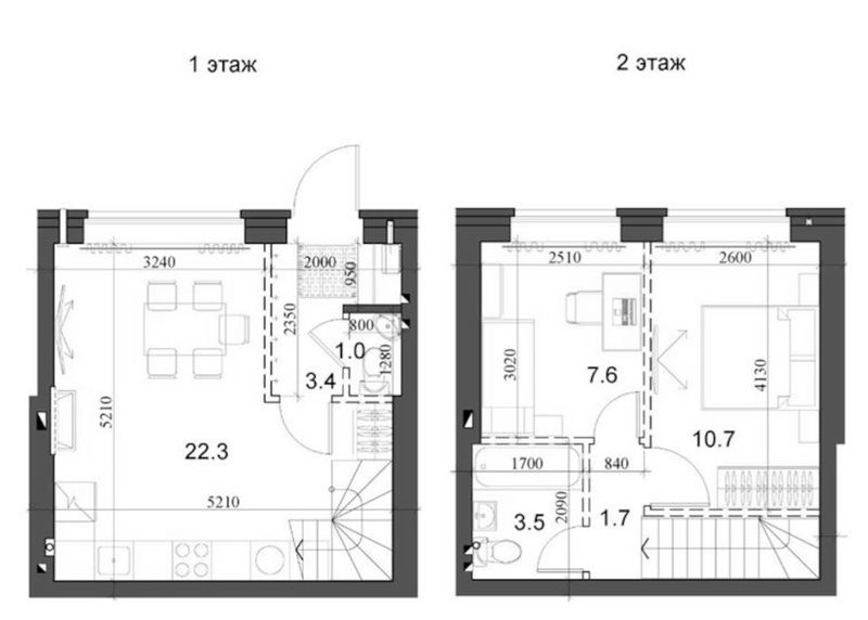 Планировка таунхаус 51.28 м² в ЖК «Коттеджный поселок Березки Элитный»