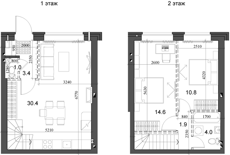 Планировка таунхаус 67.29 м² в ЖК «Коттеджный поселок Березки Элитный»