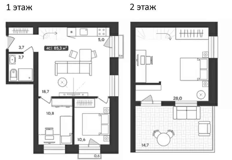Планировка 4е-к.кв 80.53 м² в ЖК «Альпийский квартал»