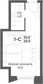 Планировка студии 25.00 м² в ЖК «RIZALTA РЕЗОРТ БЕЛОКУРИХА»