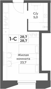 Планировка студии 28.70 м² в ЖК «RIZALTA РЕЗОРТ БЕЛОКУРИХА»