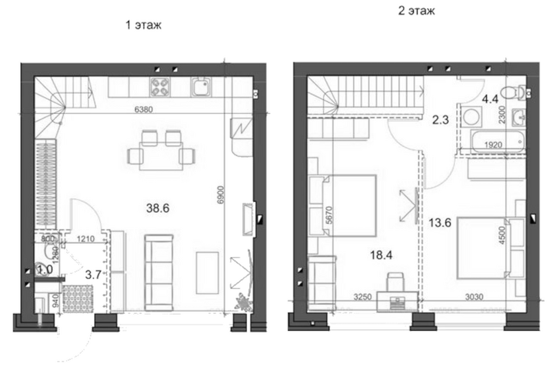 Планировка таунхаус 83.11 м² в ЖК «Коттеджный поселок Березки Садовый»