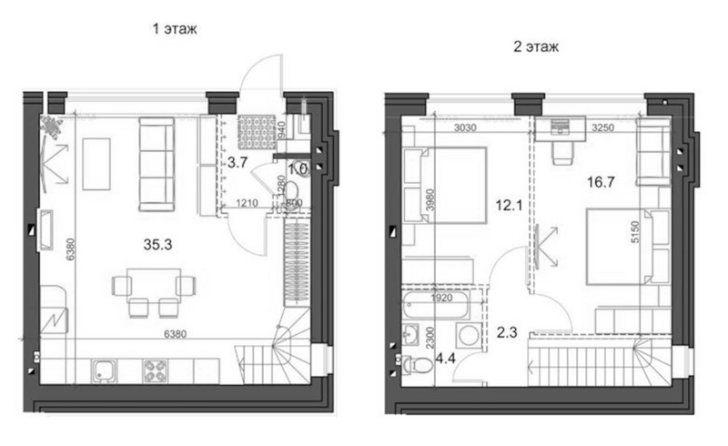 Планировка таунхаусы 76.51 м² в ЖК «Коттеджный поселок Березки Садовый»
