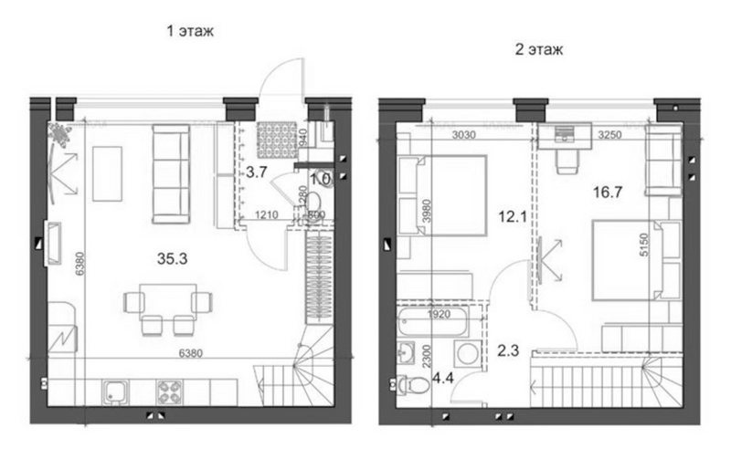 Планировка таунхаусы 76.51 м² в ЖК «Коттеджный поселок Березки Садовый»