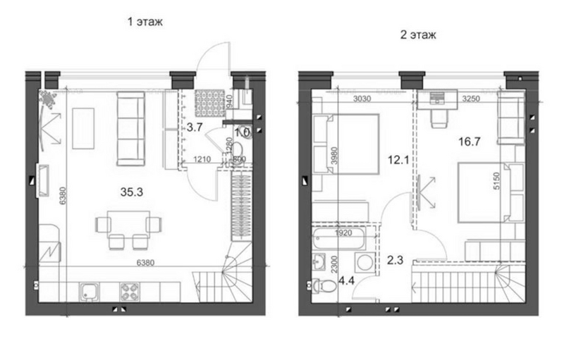 Планировка таунхаусы 76.51 м² в ЖК «Коттеджный поселок Березки Садовый»