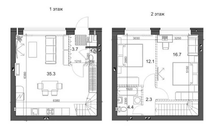 Планировка таунхаусы 76.51 м² в ЖК «Коттеджный поселок Березки Садовый»
