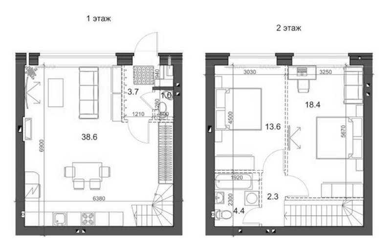 Планировка таунхаусы 83.11 м² в ЖК «Коттеджный поселок Березки Садовый»