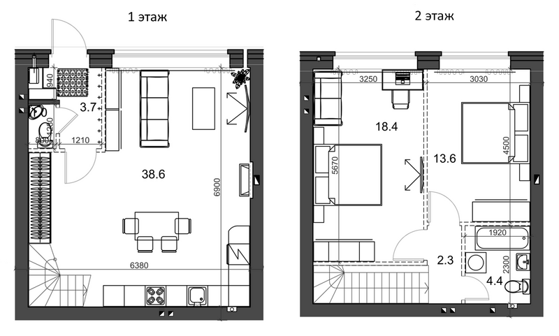 Планировка таунхаусы 83.11 м² в ЖК «Коттеджный поселок Березки Садовый»