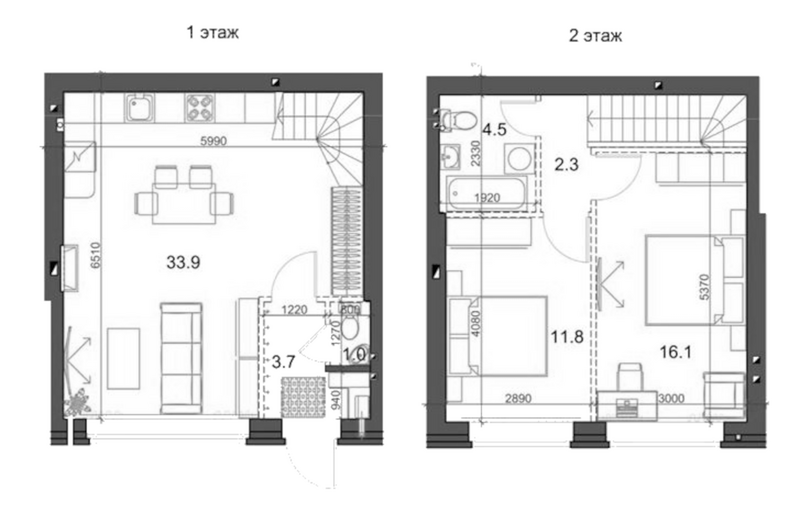 Планировка таунхаусы 74.26 м² в ЖК «Коттеджный поселок Березки Садовый»