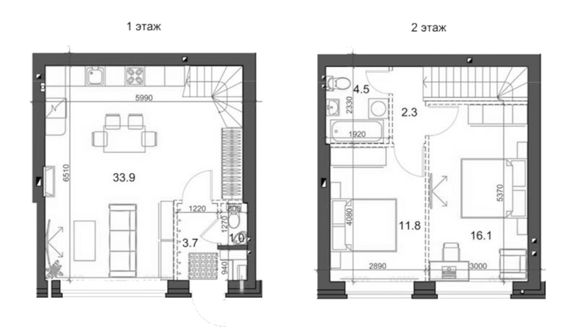 Планировка таунхаусы 74.26 м² в ЖК «Коттеджный поселок Березки Садовый»