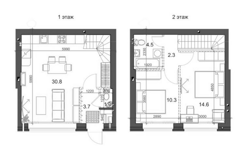 Планировка таунхаус 68.06 м² в ЖК «Коттеджный поселок Березки Садовый»