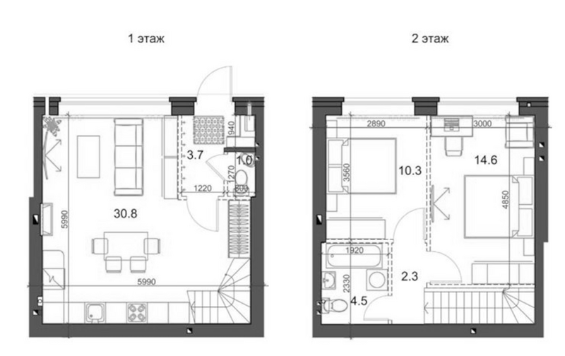 Планировка таунхаус 68.06 м² в ЖК «Коттеджный поселок Березки Садовый»