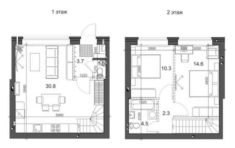 Планировка таунхаус 68.06 м² в ЖК «Коттеджный поселок Березки Садовый»