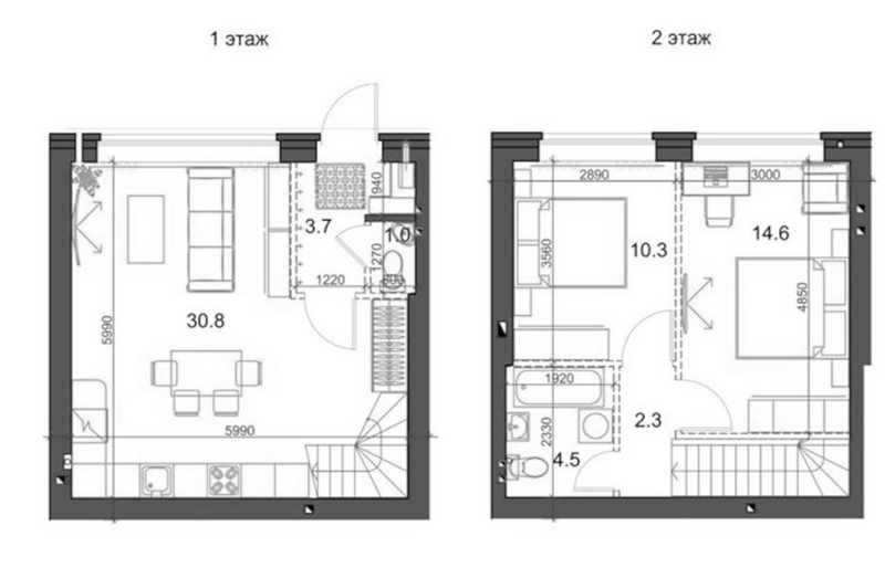 Планировка таунхаус 68.06 м² в ЖК «Коттеджный поселок Березки Садовый»
