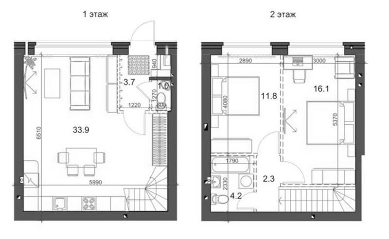 Планировка таунхаусы 73.96 м² в ЖК «Коттеджный поселок Березки Садовый»