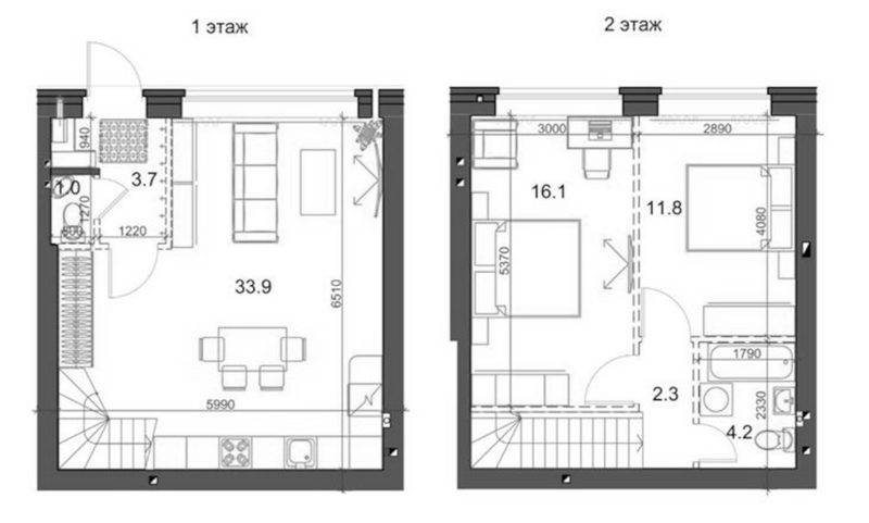 Планировка таунхаусы 73.96 м² в ЖК «Коттеджный поселок Березки Садовый»