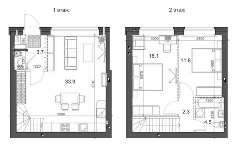 Планировка таунхаусы 74.26 м² в ЖК «Коттеджный поселок Березки Садовый»