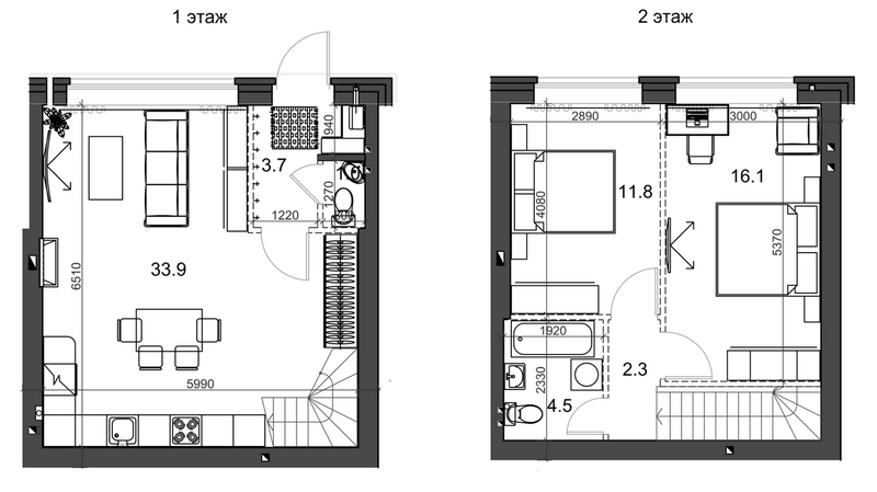 Планировка таунхаусы 74.26 м² в ЖК «Коттеджный поселок Березки Садовый»
