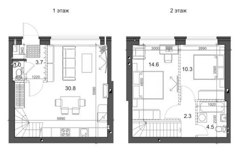 Планировка таунхаус 68.06 м² в ЖК «Коттеджный поселок Березки Садовый»