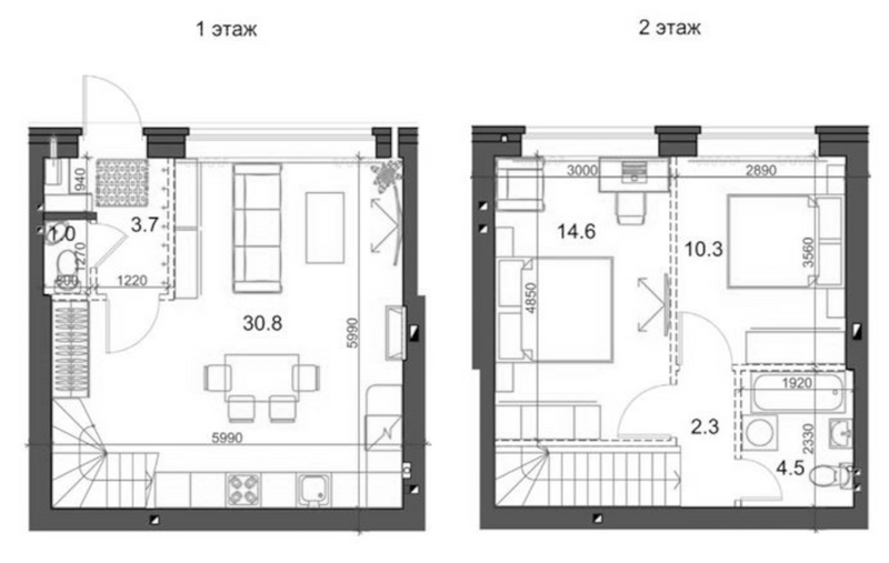 Планировка таунхаусы 68.06 м² в ЖК «Коттеджный поселок Березки Садовый»