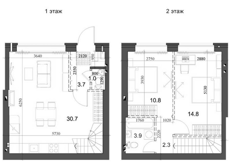 Планировка таунхаусы 68.20 м² в ЖК «Коттеджный поселок Березки Садовый»