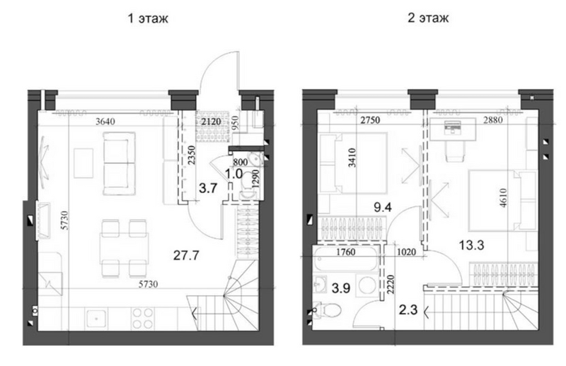 Планировка таунхаусы 62.29 м² в ЖК «Коттеджный поселок Березки Садовый»