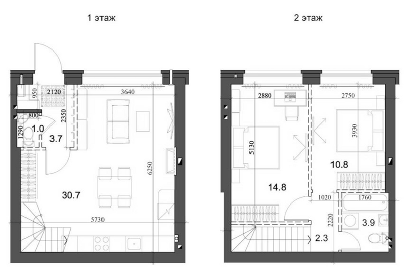 Планировка таунхаусы 68.20 м² в ЖК «Коттеджный поселок Березки Садовый»