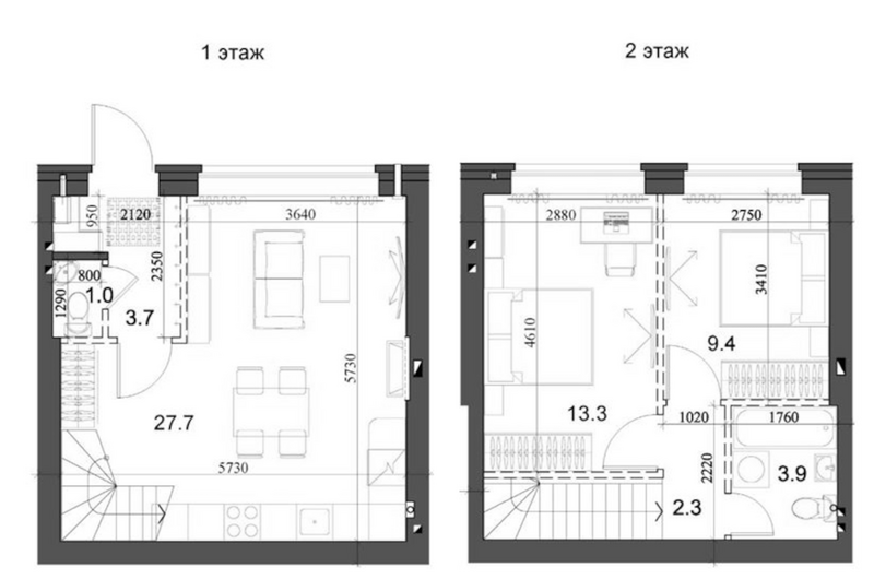 Планировка таунхаусы 62.29 м² в ЖК «Коттеджный поселок Березки Садовый»