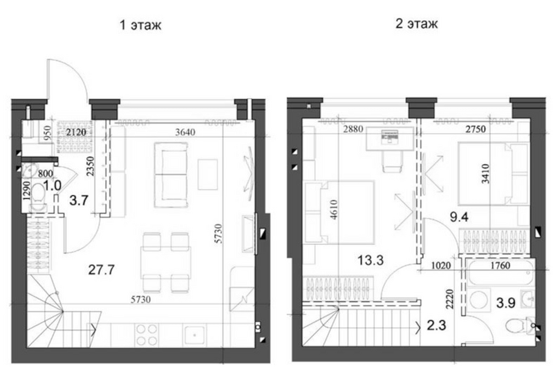 Планировка таунхаусы 62.29 м² в ЖК «Коттеджный поселок Березки Садовый»
