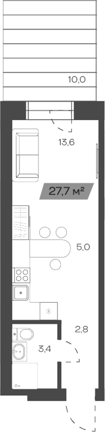 Планировка своб. план. 24.72 м² в ЖК «Freedom Village»