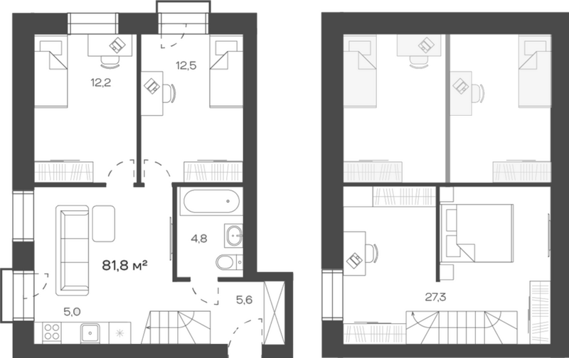 Планировка своб. план. 81.84 м² в ЖК «Freedom Village»