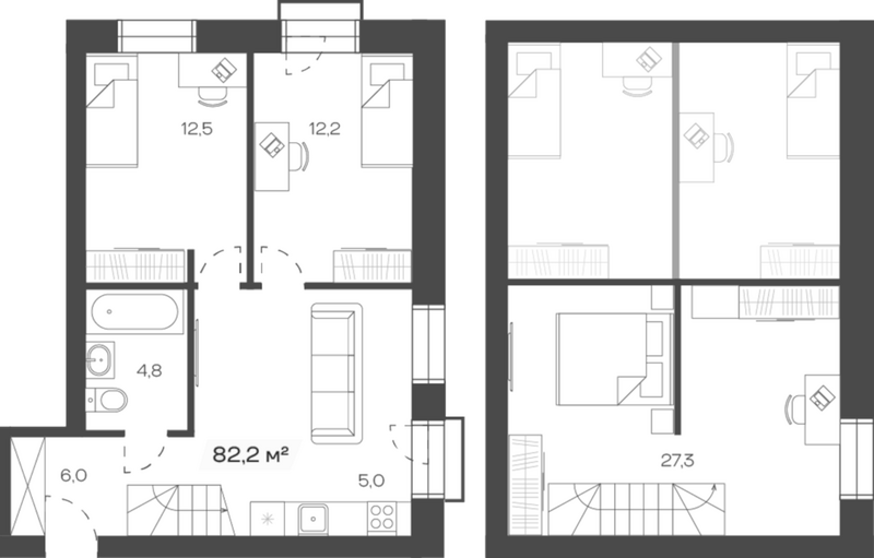 Планировка своб. план. 82.19 м² в ЖК «Freedom Village»