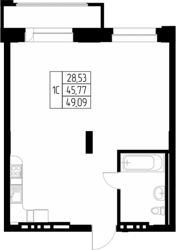 Планировка своб. план. 46.50 м² в ЖК «Олимп. Горно-Алтайск»